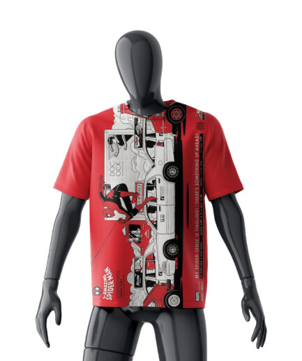 Metrow x Marvel: Amazing Spider-Man Action Panel Oversized T-Shirt | Red | 100% Cotton | Unisex