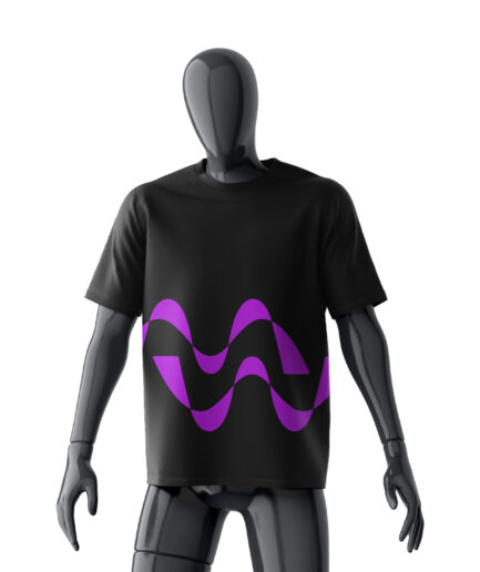Metrow: Waveform Minimal Oversized T-Shirt | Black | Purple Graphic | Unisex