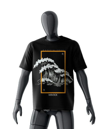 Metrow: Memory Loss Wave T-Shirt | Oversized | Japanese Retro Graphic | Black